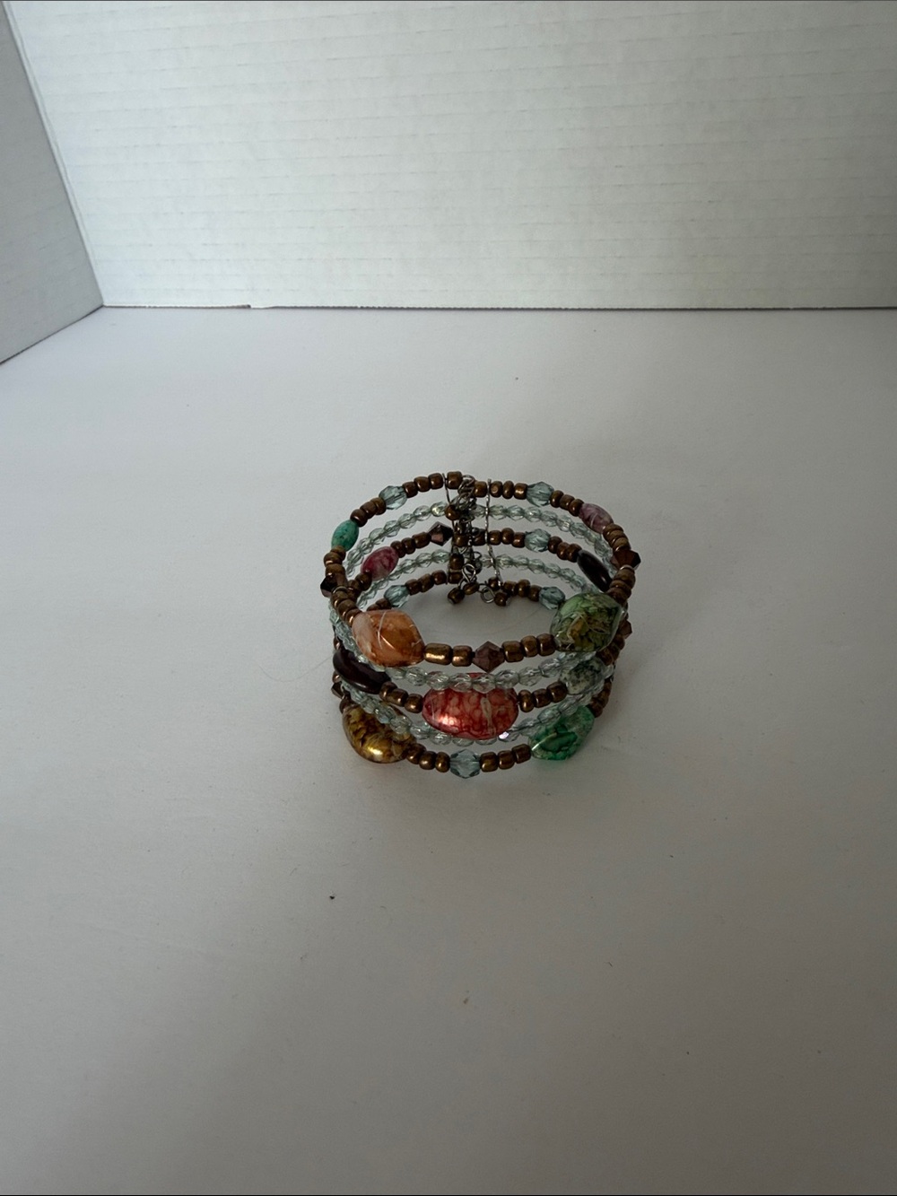Multicolor Beaded Wrap Bracelet - Boho Gemstone Accent - Picture 2 of 4